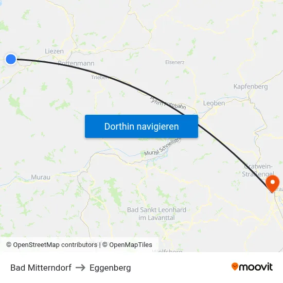 Bad Mitterndorf to Eggenberg map