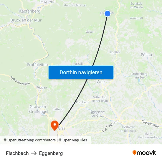 Fischbach to Eggenberg map