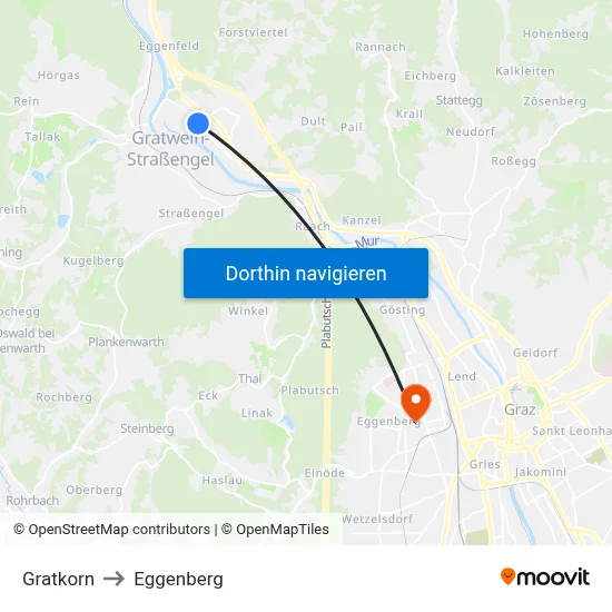 Gratkorn to Eggenberg map