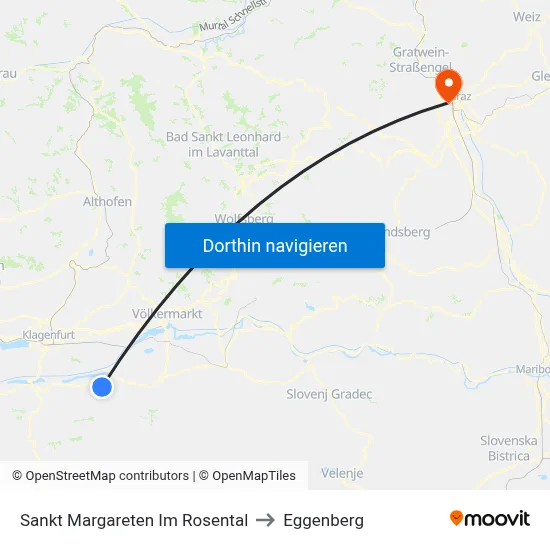 Sankt Margareten Im Rosental to Eggenberg map