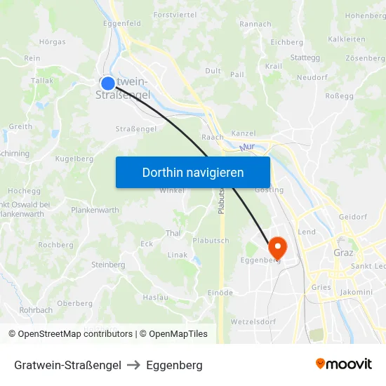 Gratwein-Straßengel to Eggenberg map