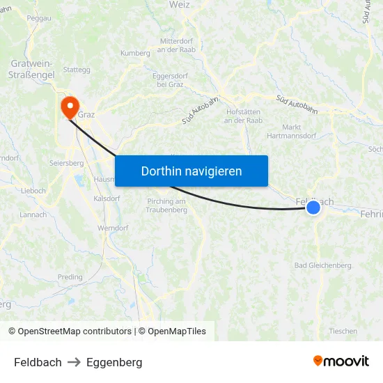 Feldbach to Eggenberg map