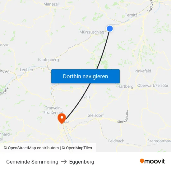 Gemeinde Semmering to Eggenberg map