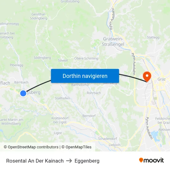 Rosental An Der Kainach to Eggenberg map