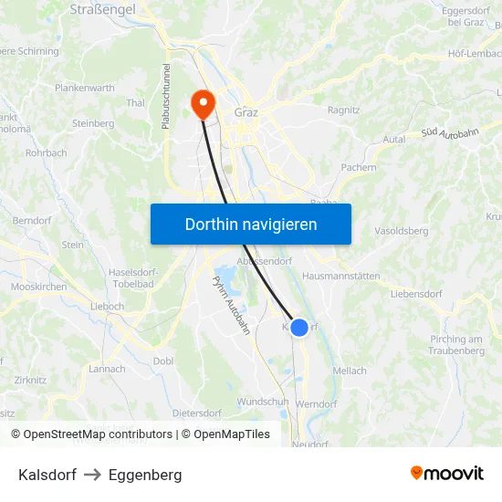 Kalsdorf to Eggenberg map