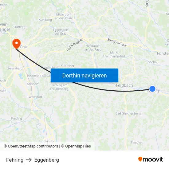 Fehring to Eggenberg map