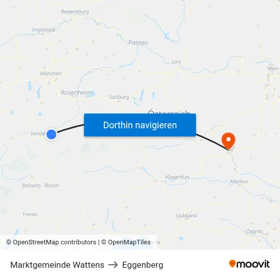 Marktgemeinde Wattens to Eggenberg map