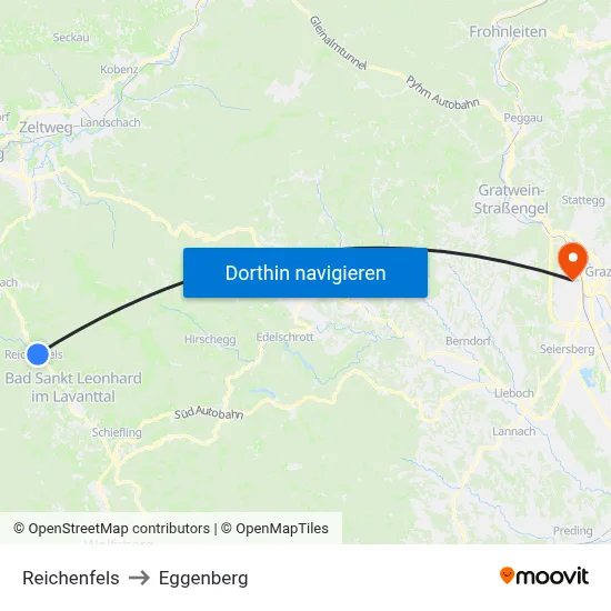 Reichenfels to Eggenberg map