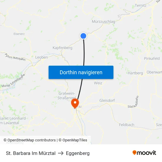 St. Barbara Im Mürztal to Eggenberg map