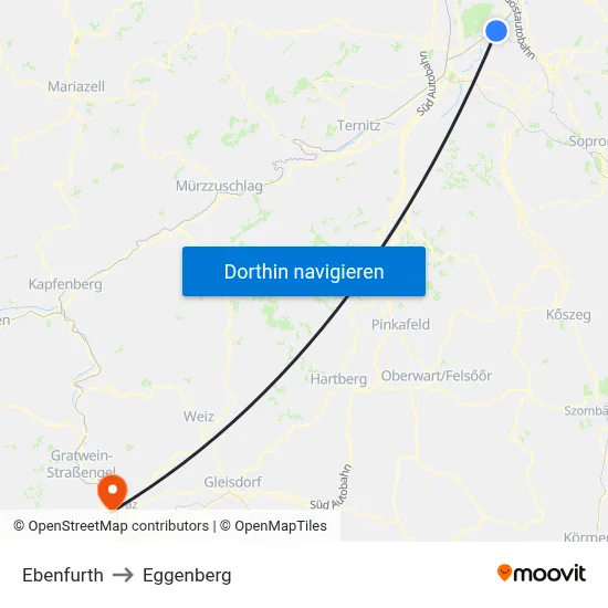 Ebenfurth to Eggenberg map