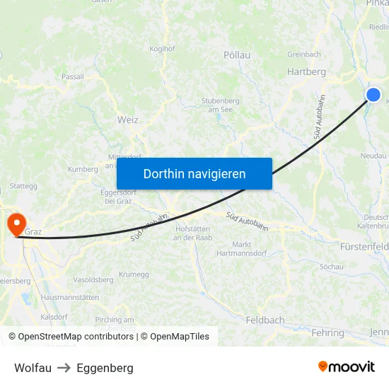 Wolfau to Eggenberg map
