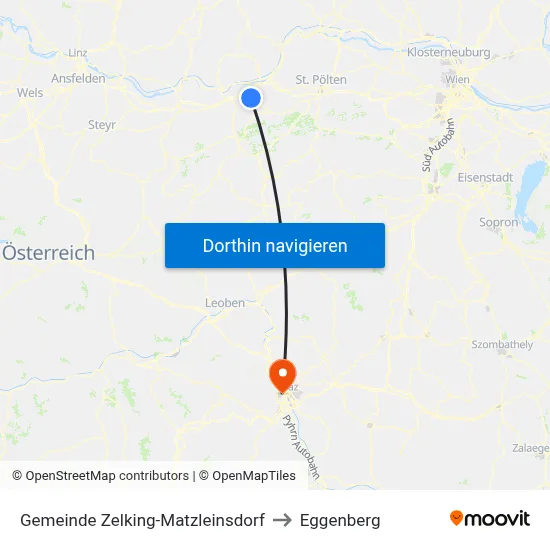 Gemeinde Zelking-Matzleinsdorf to Eggenberg map