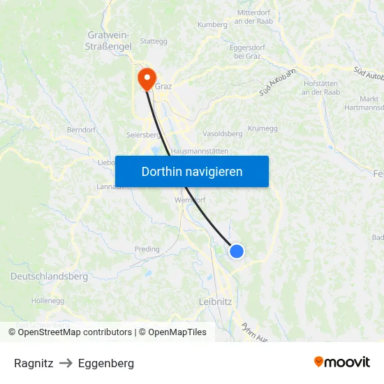 Ragnitz to Eggenberg map