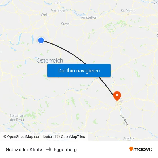 Grünau Im Almtal to Eggenberg map
