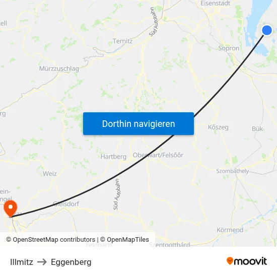 Illmitz to Eggenberg map