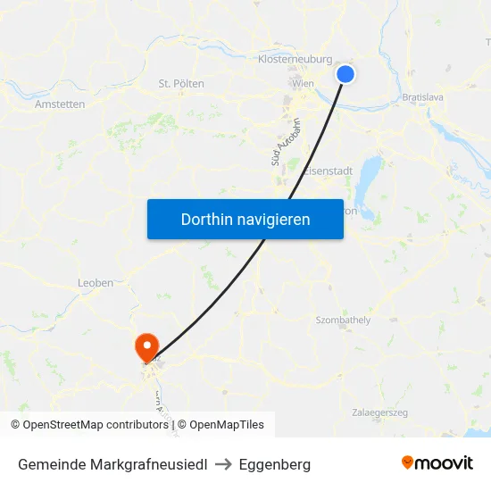 Gemeinde Markgrafneusiedl to Eggenberg map