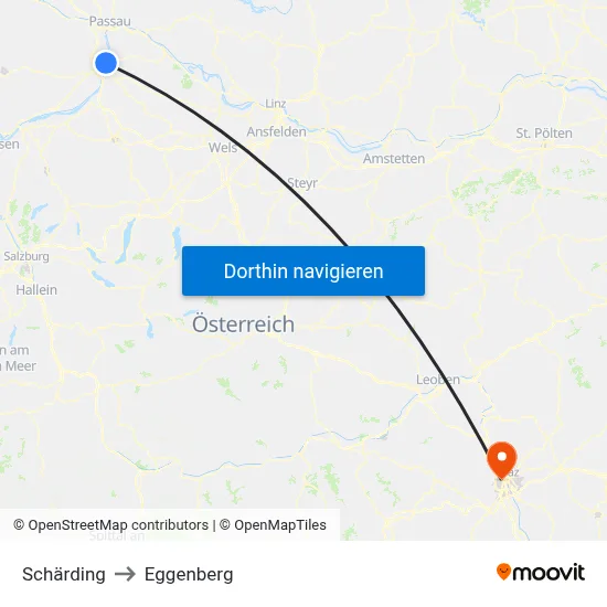 Schärding to Eggenberg map