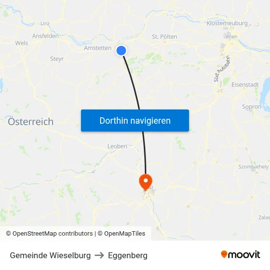 Gemeinde Wieselburg to Eggenberg map