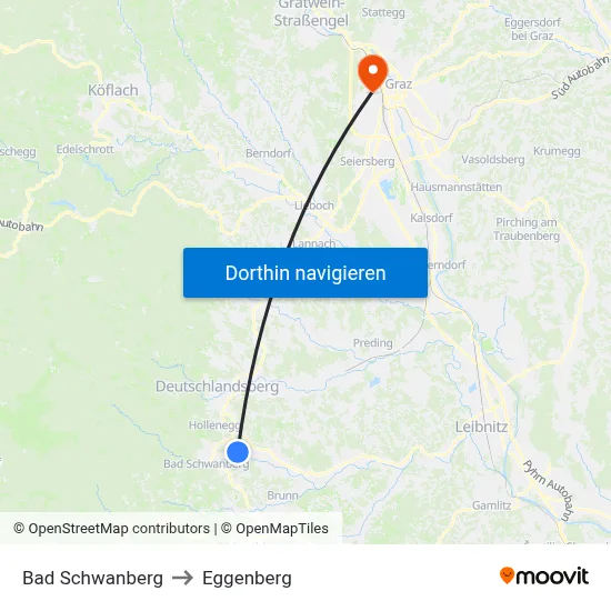 Bad Schwanberg to Eggenberg map