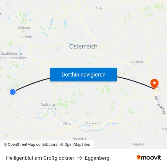 Heiligenblut am Großglockner to Eggenberg map