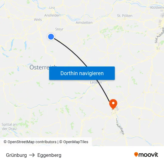 Grünburg to Eggenberg map