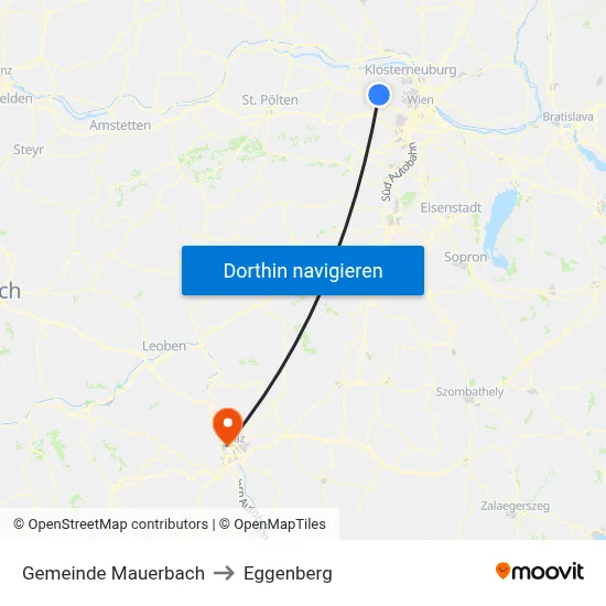 Gemeinde Mauerbach to Eggenberg map