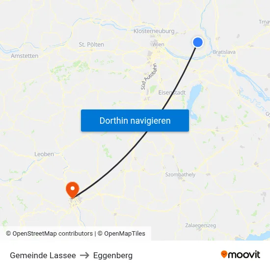 Gemeinde Lassee to Eggenberg map