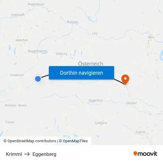Krimml to Eggenberg map
