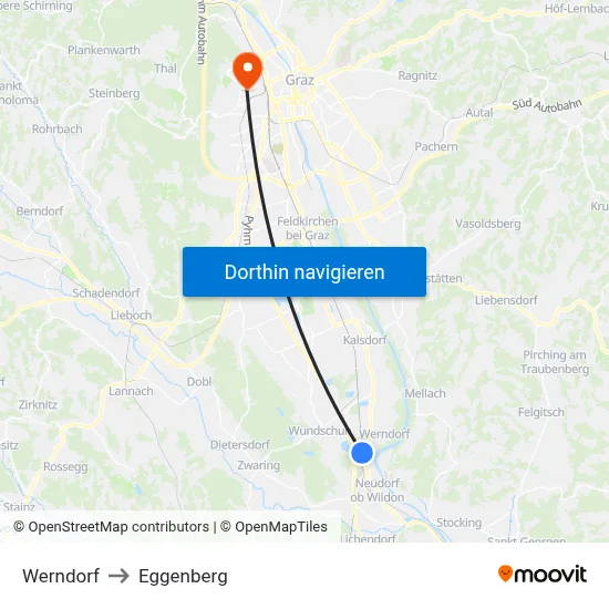 Werndorf to Eggenberg map