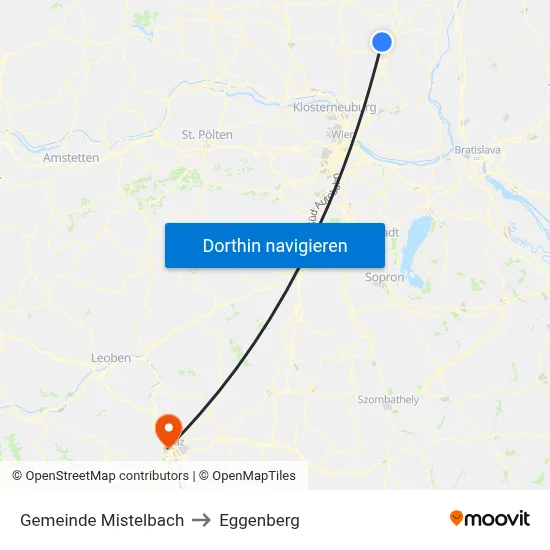 Gemeinde Mistelbach to Eggenberg map