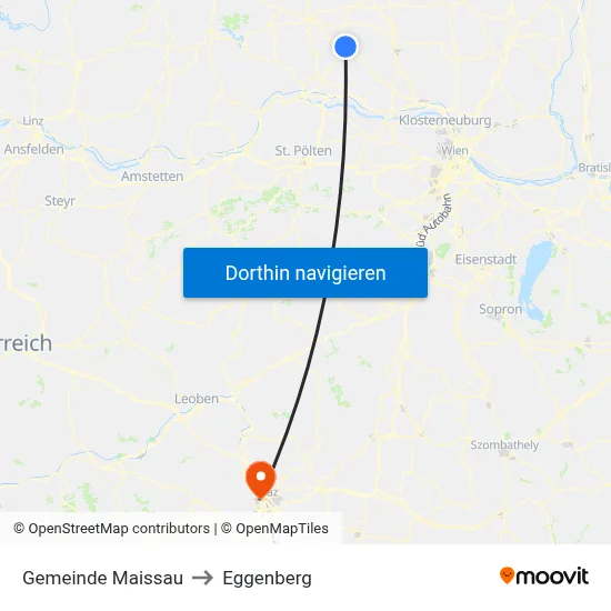 Gemeinde Maissau to Eggenberg map