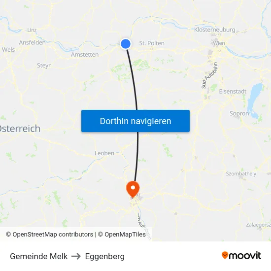 Gemeinde Melk to Eggenberg map
