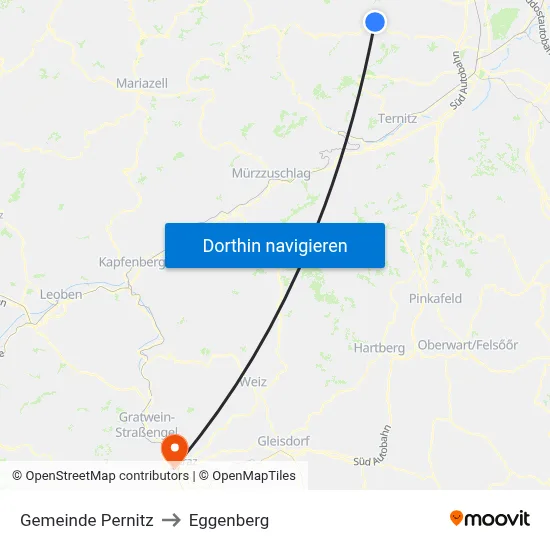 Gemeinde Pernitz to Eggenberg map