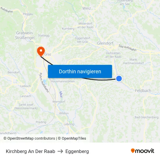 Kirchberg An Der Raab to Eggenberg map