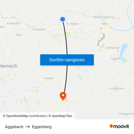 Aggsbach to Eggenberg map