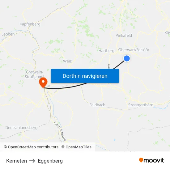 Kemeten to Eggenberg map