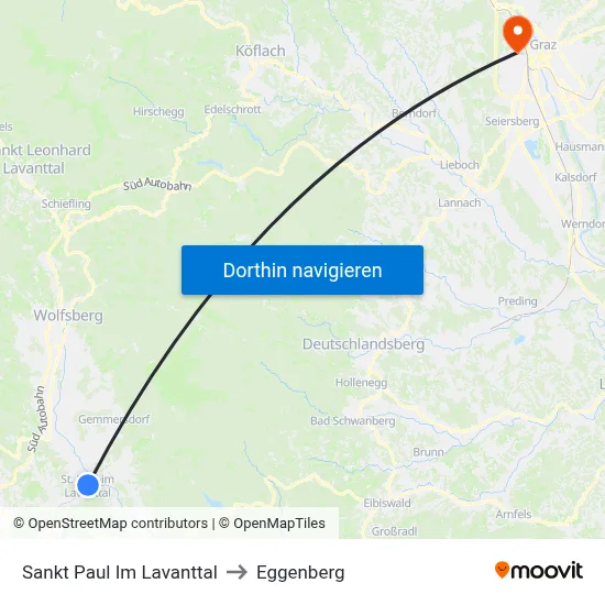 Sankt Paul Im Lavanttal to Eggenberg map