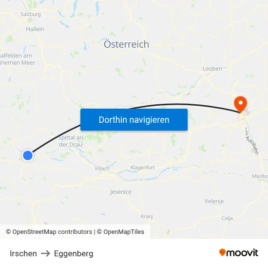 Irschen to Eggenberg map
