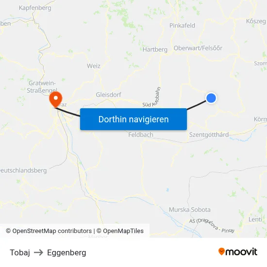 Tobaj to Eggenberg map