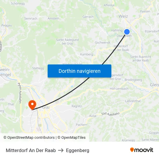 Mitterdorf An Der Raab to Eggenberg map