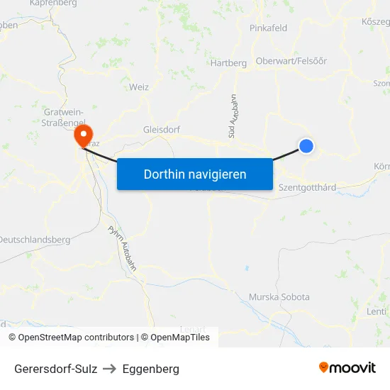Gerersdorf-Sulz to Eggenberg map