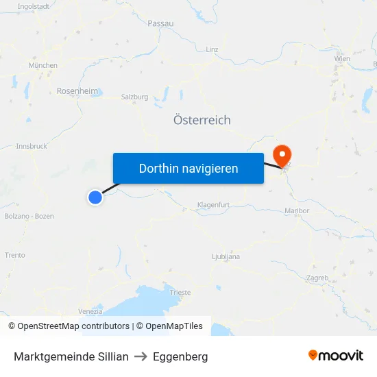 Marktgemeinde Sillian to Eggenberg map