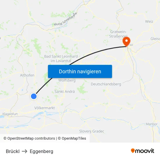 Brückl to Eggenberg map