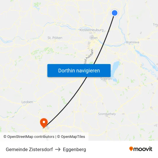 Gemeinde Zistersdorf to Eggenberg map