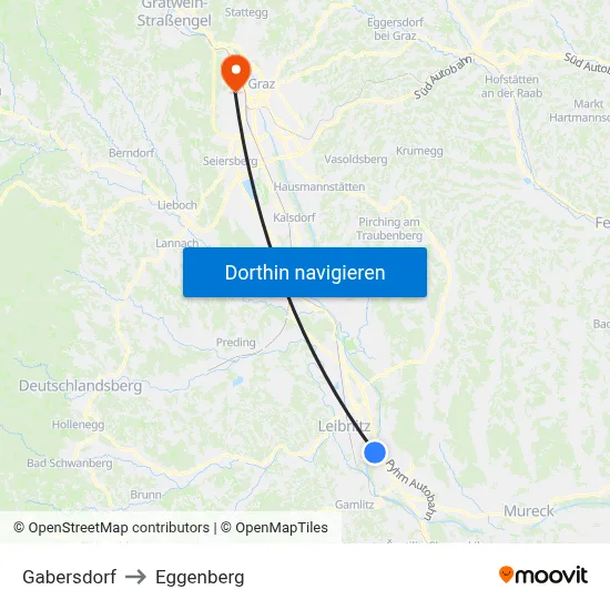Gabersdorf to Eggenberg map