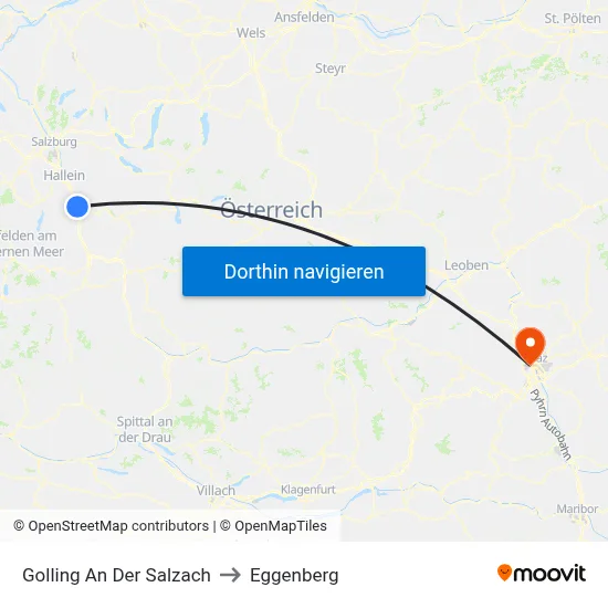 Golling An Der Salzach to Eggenberg map