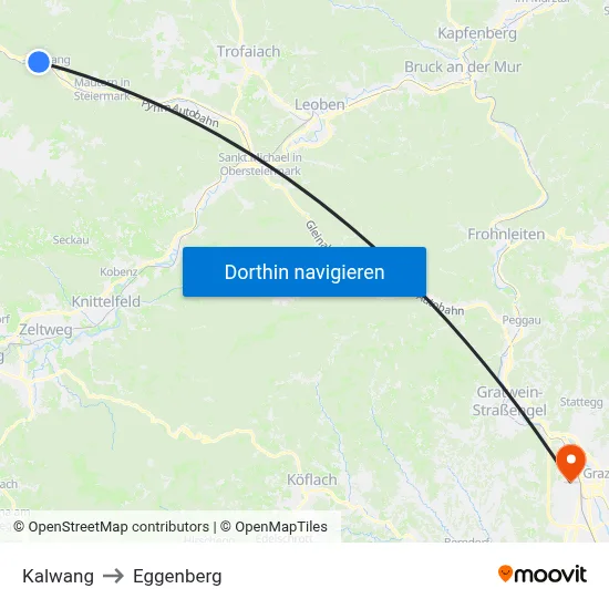 Kalwang to Eggenberg map
