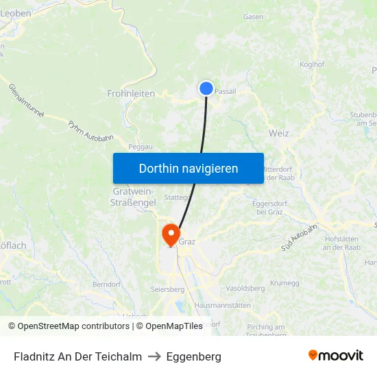 Fladnitz An Der Teichalm to Eggenberg map