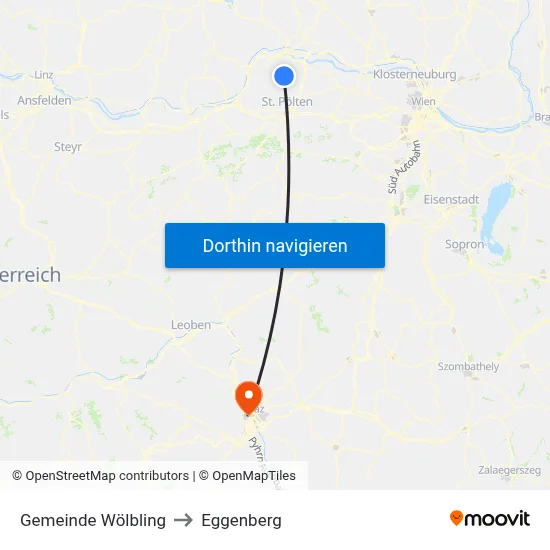 Gemeinde Wölbling to Eggenberg map
