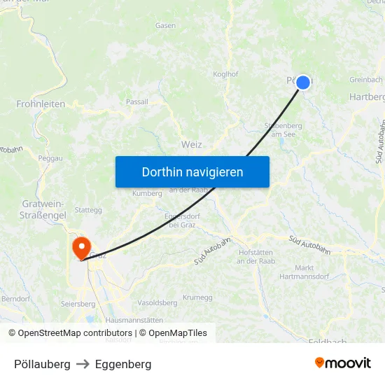 Pöllauberg to Eggenberg map